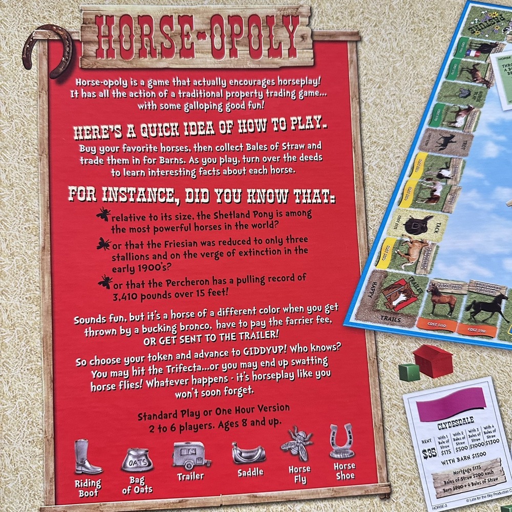 Horse-opoly Board Game By Late for the Sky Previously owned 2-6 Players Ages 8+ - Picture 3 of 13